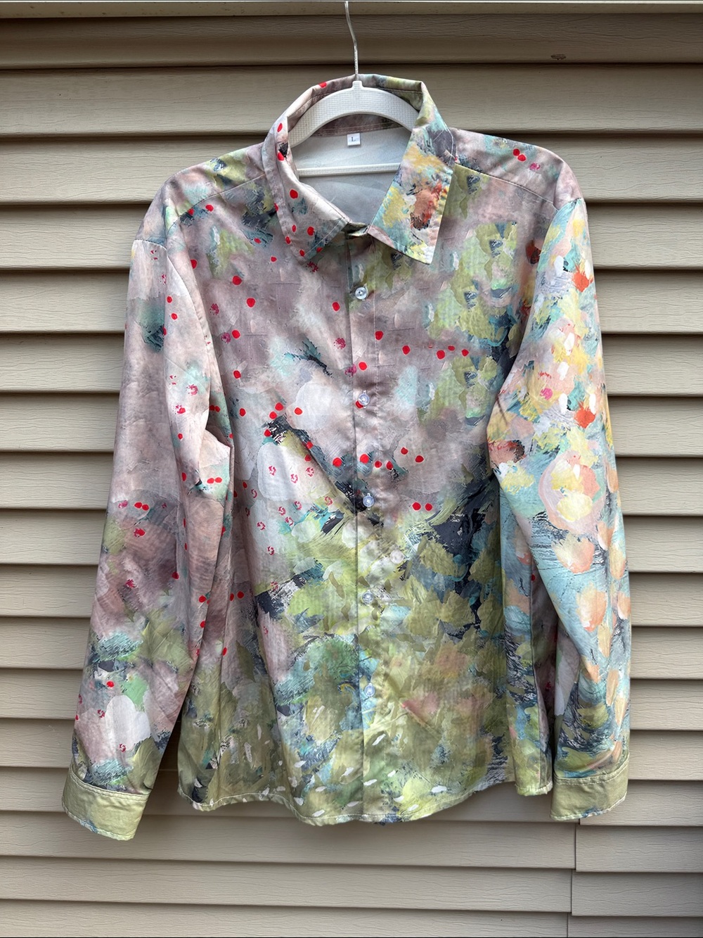 NWOT Artistic Floral Long-Sleeve Shirt in Multicolor - Art to Wear Size L